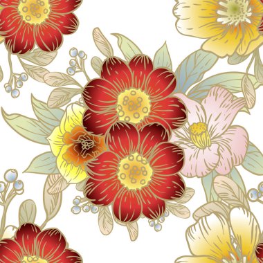 güzel çiçek öğeleri ile Seamless Modeli