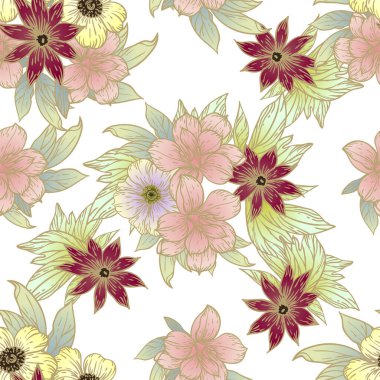 güzel çiçek öğeleri ile Seamless Modeli