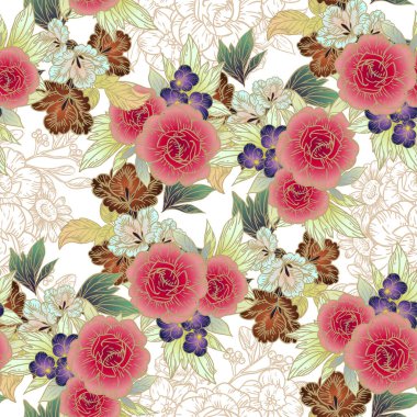 güzel çiçek öğeleri ile Seamless Modeli