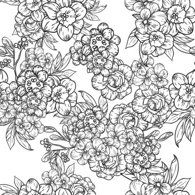 güzel çiçek öğeleri ile Seamless Modeli