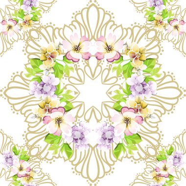 güzel çiçek öğeleri ile Seamless Modeli