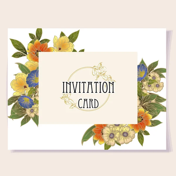 Invitation Template Beautiful Floral Elements — Stock Vector