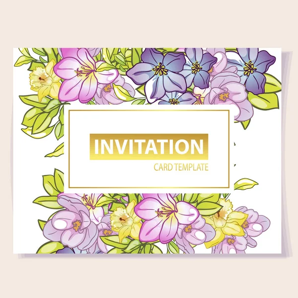 Modèle Invitation Avec Beaux Éléments Floraux — Image vectorielle