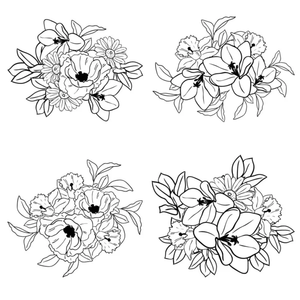 Безшовний Візерунок Красивими Квітковими Елементами — стоковий вектор