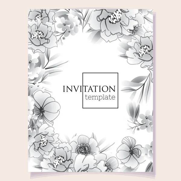 Šablona Pozvánky Krásnými Květinovými Prvky — Stockový vektor