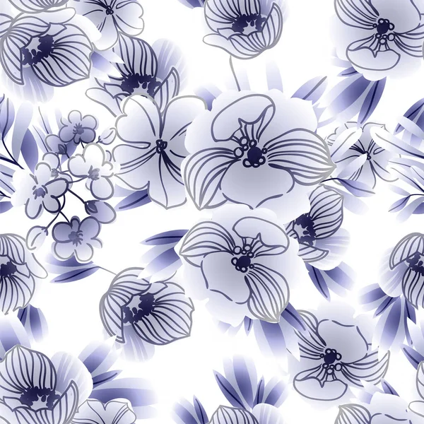 Nahtloses Muster Mit Schönen Floralen Elementen — Stockvektor
