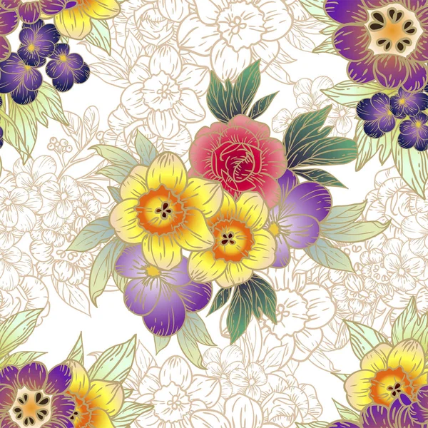 güzel çiçek öğeleri ile Seamless Modeli