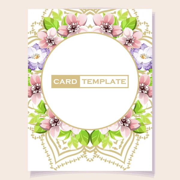 Plantilla Invitación Con Hermosos Elementos Florales — Vector de stock