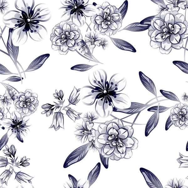 Patrón Sin Costuras Con Hermosos Elementos Florales Ilustraciones de stock libres de derechos
