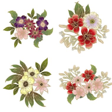 güzel çiçek öğeleri ile Seamless Modeli