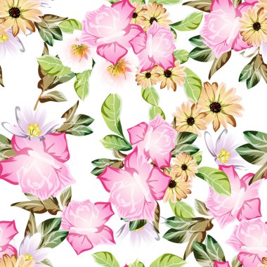 güzel çiçek öğeleri ile Seamless Modeli