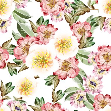 güzel çiçek öğeleri ile Seamless Modeli