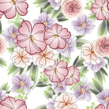 güzel çiçek öğeleri ile Seamless Modeli