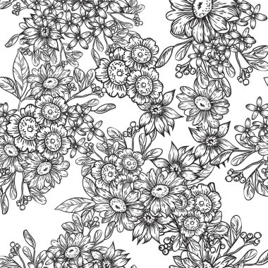 güzel çiçek öğeleri ile Seamless Modeli