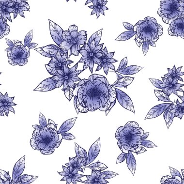 güzel çiçek öğeleri ile Seamless Modeli