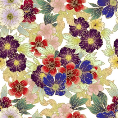 güzel çiçek öğeleri ile Seamless Modeli