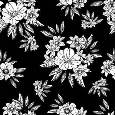 güzel çiçek öğeleri ile Seamless Modeli