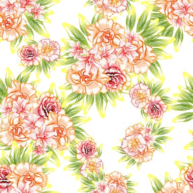 güzel çiçek öğeleri ile Seamless Modeli