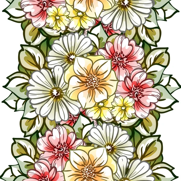 Modèle Sans Couture Avec Beaux Éléments Floraux — Image vectorielle