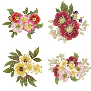 güzel çiçek öğeleri ile Seamless Modeli