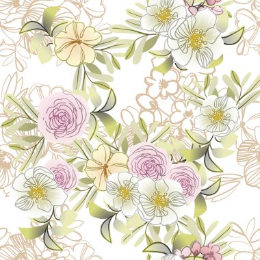 güzel çiçek öğeleri ile Seamless Modeli