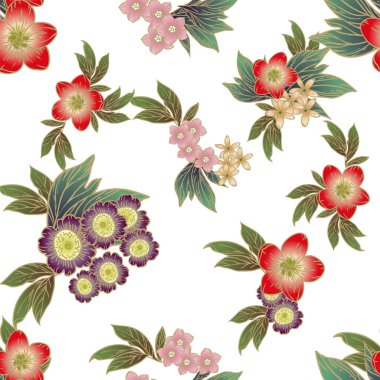 güzel çiçek öğeleri ile Seamless Modeli