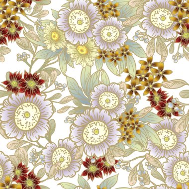 güzel çiçek öğeleri ile Seamless Modeli