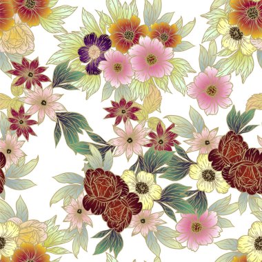 güzel çiçek öğeleri ile Seamless Modeli