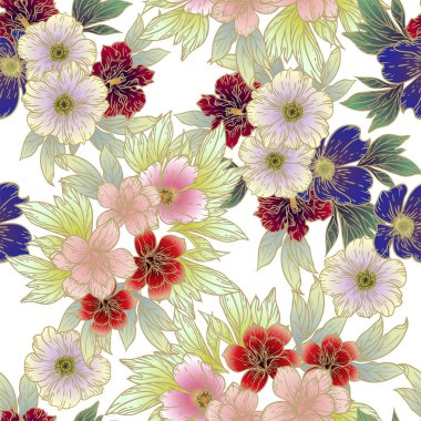 güzel çiçek öğeleri ile Seamless Modeli