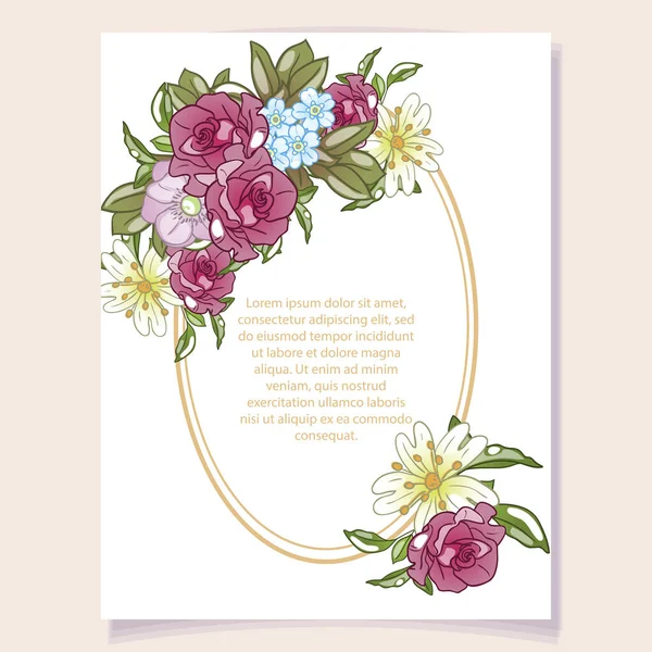 Plantilla Invitación Con Hermosos Elementos Florales — Vector de stock