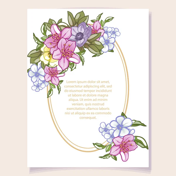 Modèle Invitation Avec Beaux Éléments Floraux — Image vectorielle