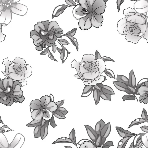 Naadloze Patroon Met Mooie Bloemen Elementen — Stockvector