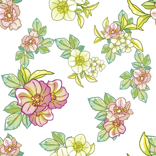 无缝模式与美丽花卉元素 — 图库矢量图片