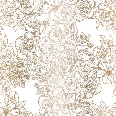 Sorunsuz vintage tarzı çiçek deseni. Renkli çiçek öğeleri