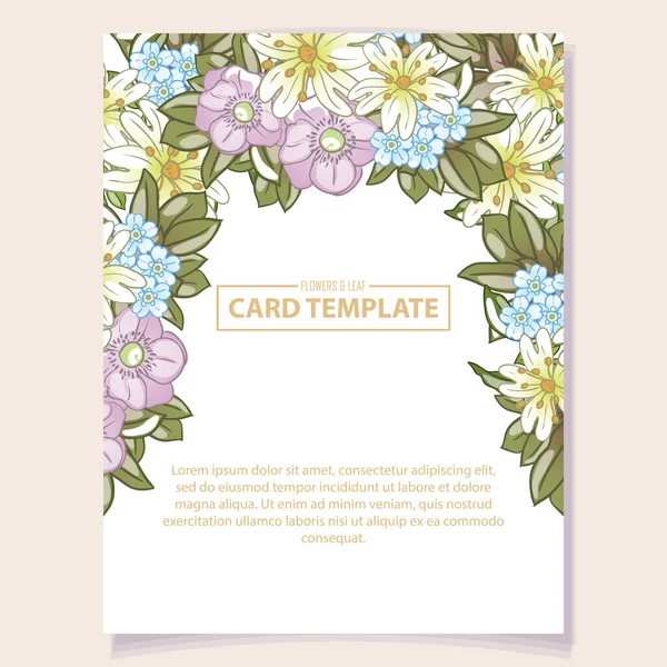 Vintage Style Ornate Flower Card Floral Elements Color — Stock Vector