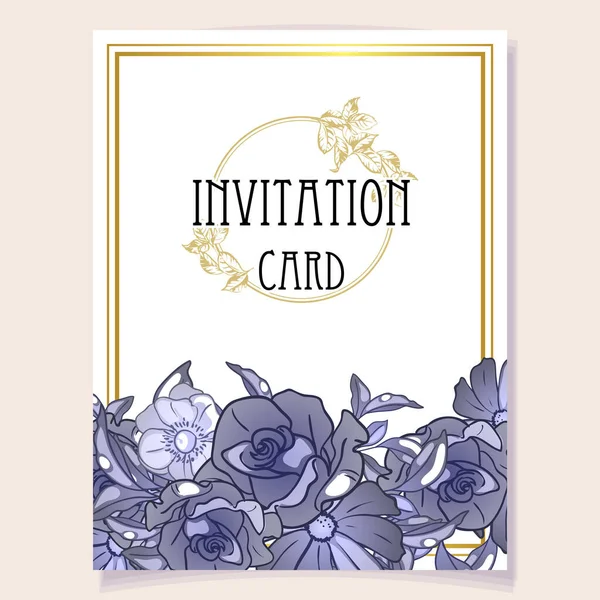 Ilustração Vetorial Belas Flores Ornamento Para Convite — Vetor de Stock