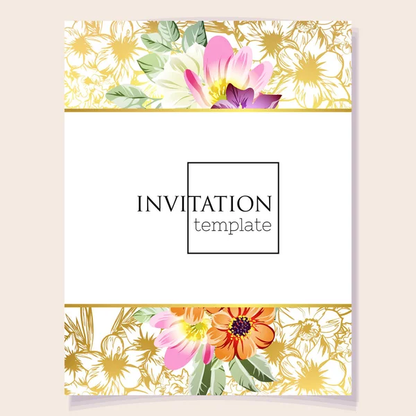 Illustration Vectorielle Belles Fleurs Ornement Pour Invitation — Image vectorielle