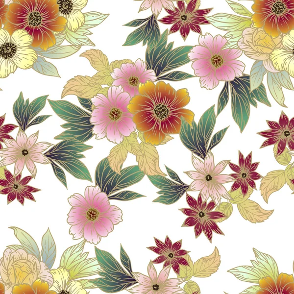 Motif Sans Couture Avec Des Fleurs Fond Floral — Image vectorielle