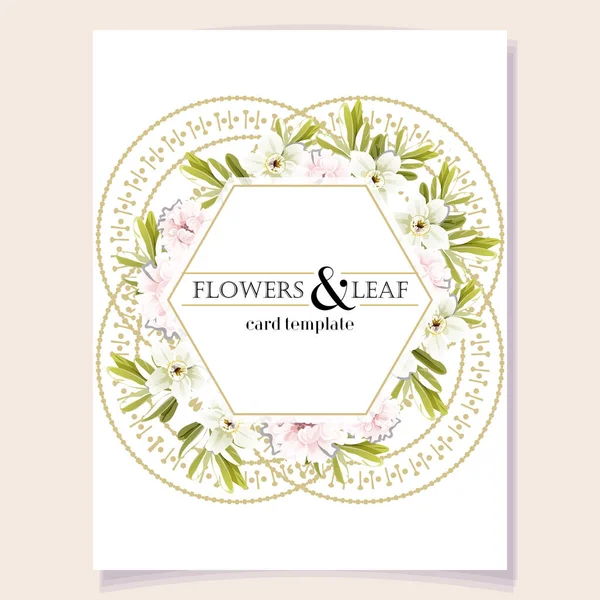 Tarjeta Invitación Boda Con Adorno Floral Ilustración Vectorial — Vector de stock