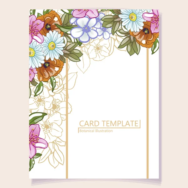 Modèle Carte Invitation Vœux Délicat Vintage Avec Des Fleurs Pour — Image vectorielle