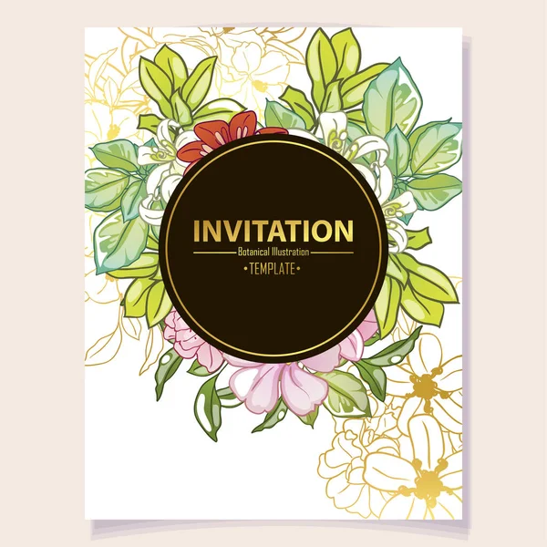 Diseño Plantilla Tarjeta Invitación Saludo Delicado Vintage Con Flores Para — Archivo Imágenes Vectoriales