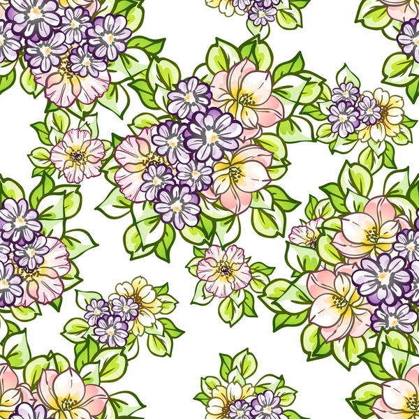 Blumen Drucken Eleganz Nahtloses Muster — Stockvektor