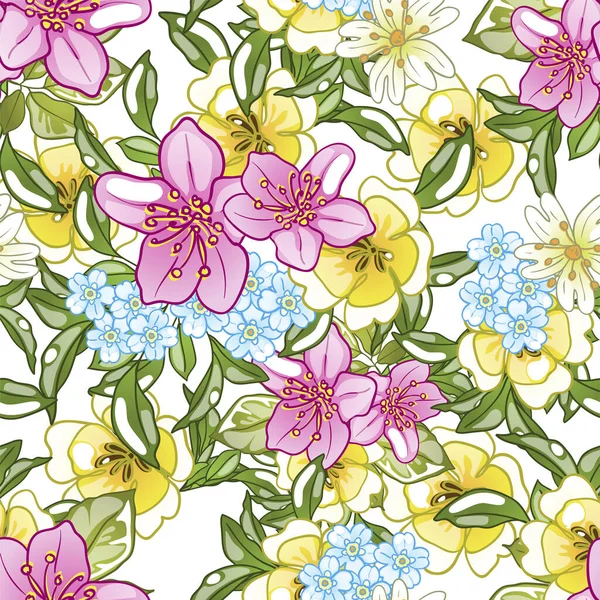 Flowers Print Elegance Seamless Pattern — Stock Vector