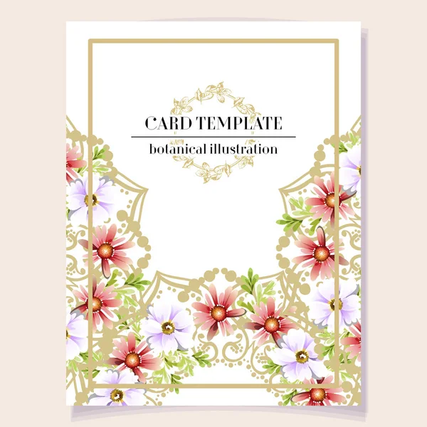 Vintage Zarte Grußkarte Vorlage Design Mit Blumen Für Hochzeit Hochzeit — Stockvektor