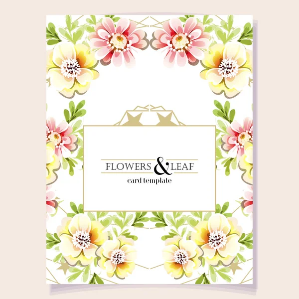 Diseño Plantilla Tarjeta Invitación Saludo Delicado Vintage Con Flores Para — Vector de stock