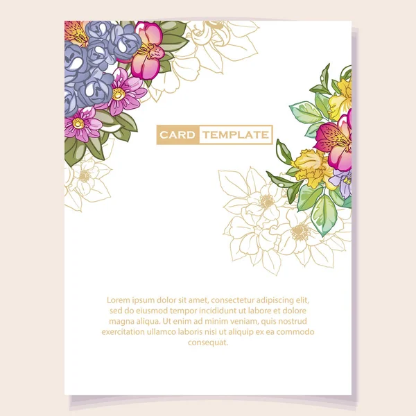 Vintage Zarte Grußkarte Vorlage Design Mit Blumen Für Hochzeit Hochzeit Stockvektor