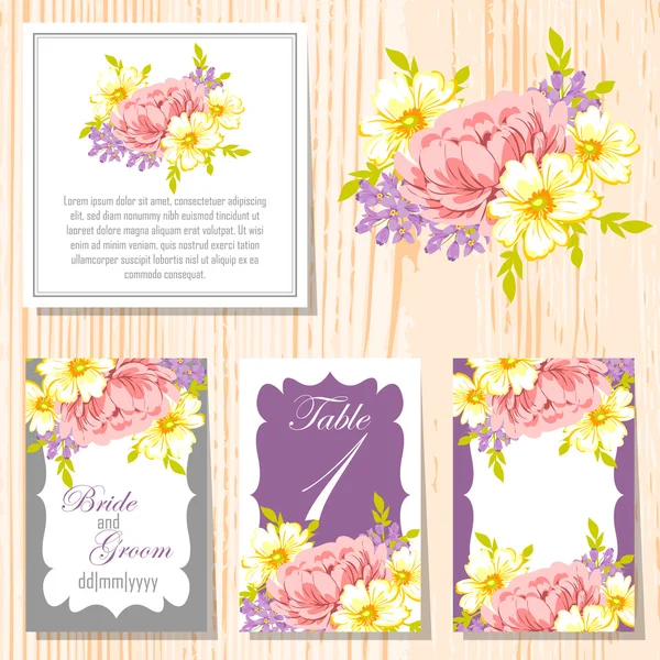 Cartes d'invitation de mariage — Image vectorielle