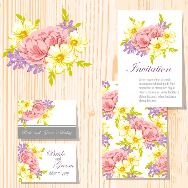 Conjunto de tarjetas de invitación — Vector de stock