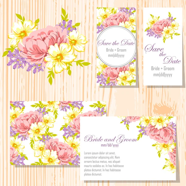 Conjunto de tarjetas de invitación — Vector de stock