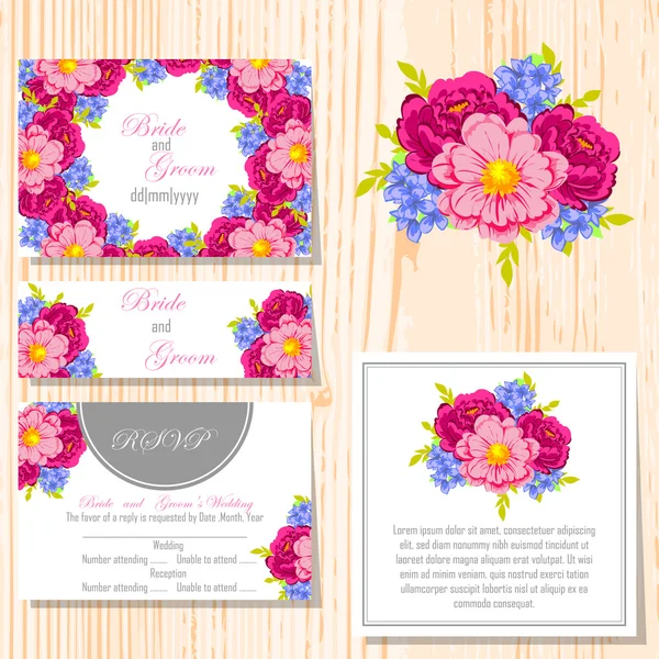 Conjunto de tarjetas de invitación — Vector de stock